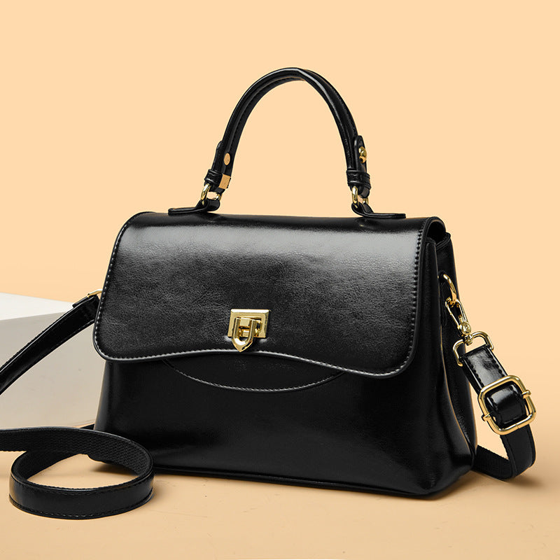Stylish Black Vegan Leather Crossbody Handbag