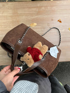 Women's Suede-Feel Chain Shoulder Tote Bag