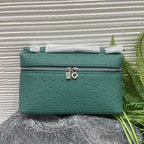 Genuine Leather Ostrich Pattern Box Handbag