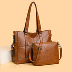 Fashion Soft Leather Tote Shoulder Bag Set
