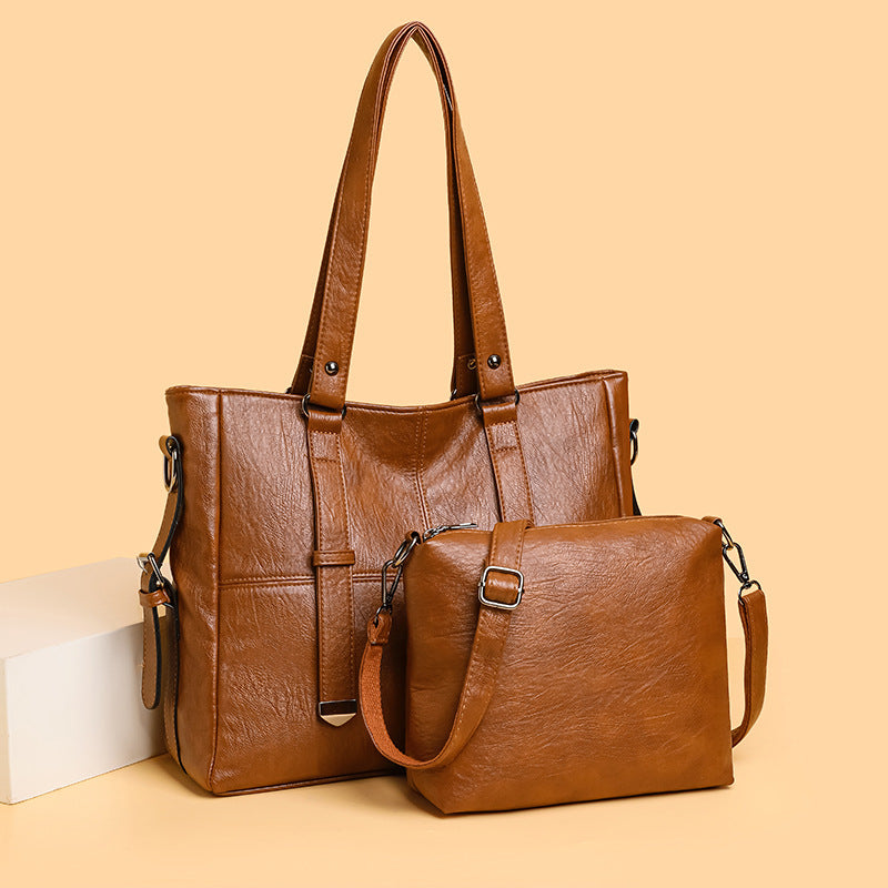 Fashion Soft Leather Tote Shoulder Bag Set