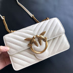 Genuine Leather Quilted Love Birds Crossbody Bag
