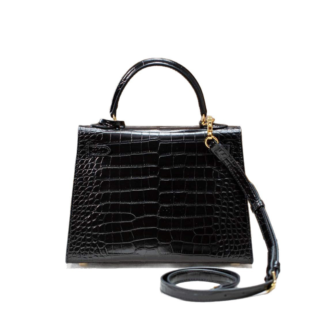 Premium Leather Kelly Style Shoulder Crossbody Handbag