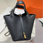 Women's Pebbled Leather Bucket Handbag