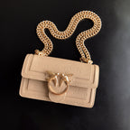 Genuine Leather Quilted Love Birds Crossbody Bag