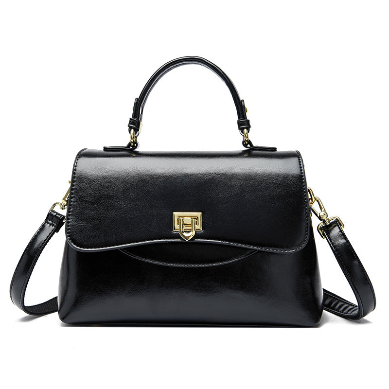 Stylish Black Vegan Leather Crossbody Handbag