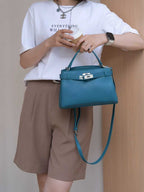 Premium Cowhide Kelly Style Shoulder Handbag