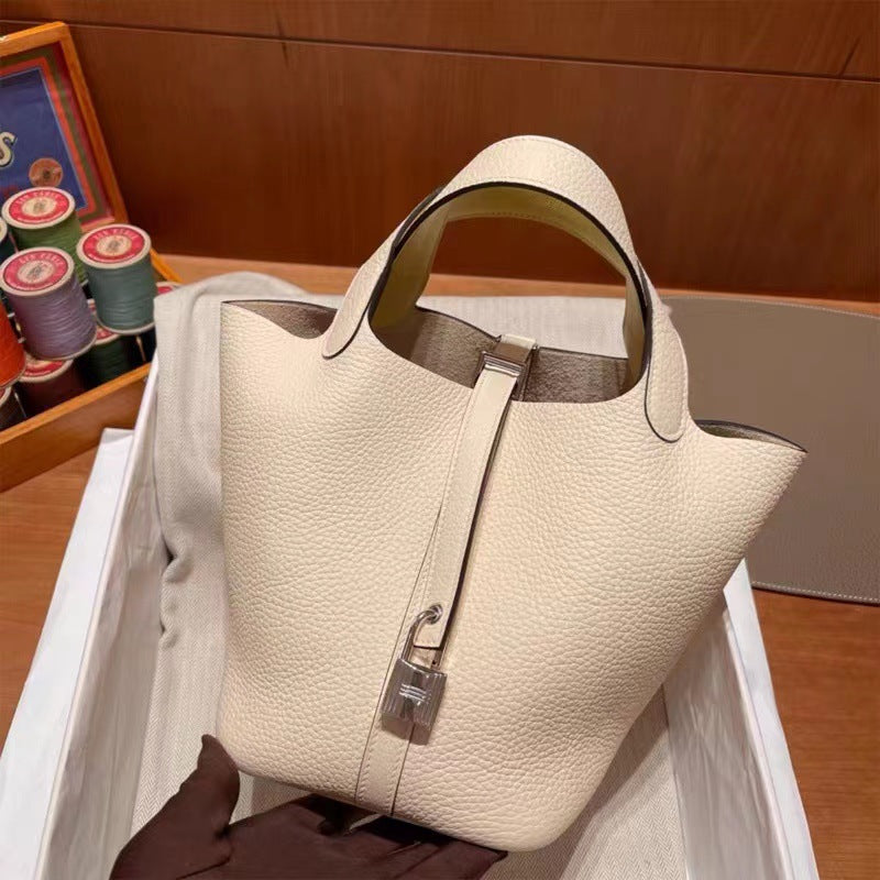 Premium Togo Leather Bucket Handbag