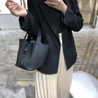 Women's Pebbled Leather Bucket Handbag