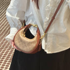 Genuine Leather Retro Crescent Shoulder Bag