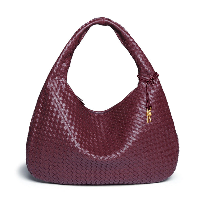 Elegant Woven Crescent Hobo Shoulder Bag