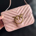 Genuine Leather Quilted Love Birds Crossbody Bag