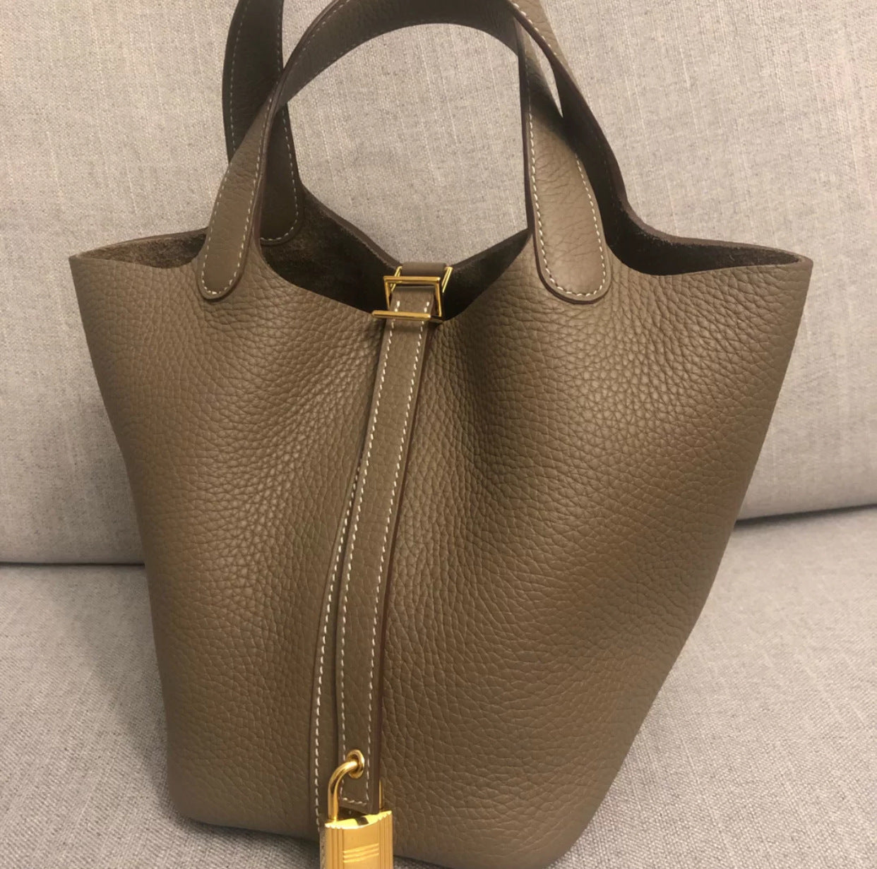 Premium Togo Leather Bucket Handbag