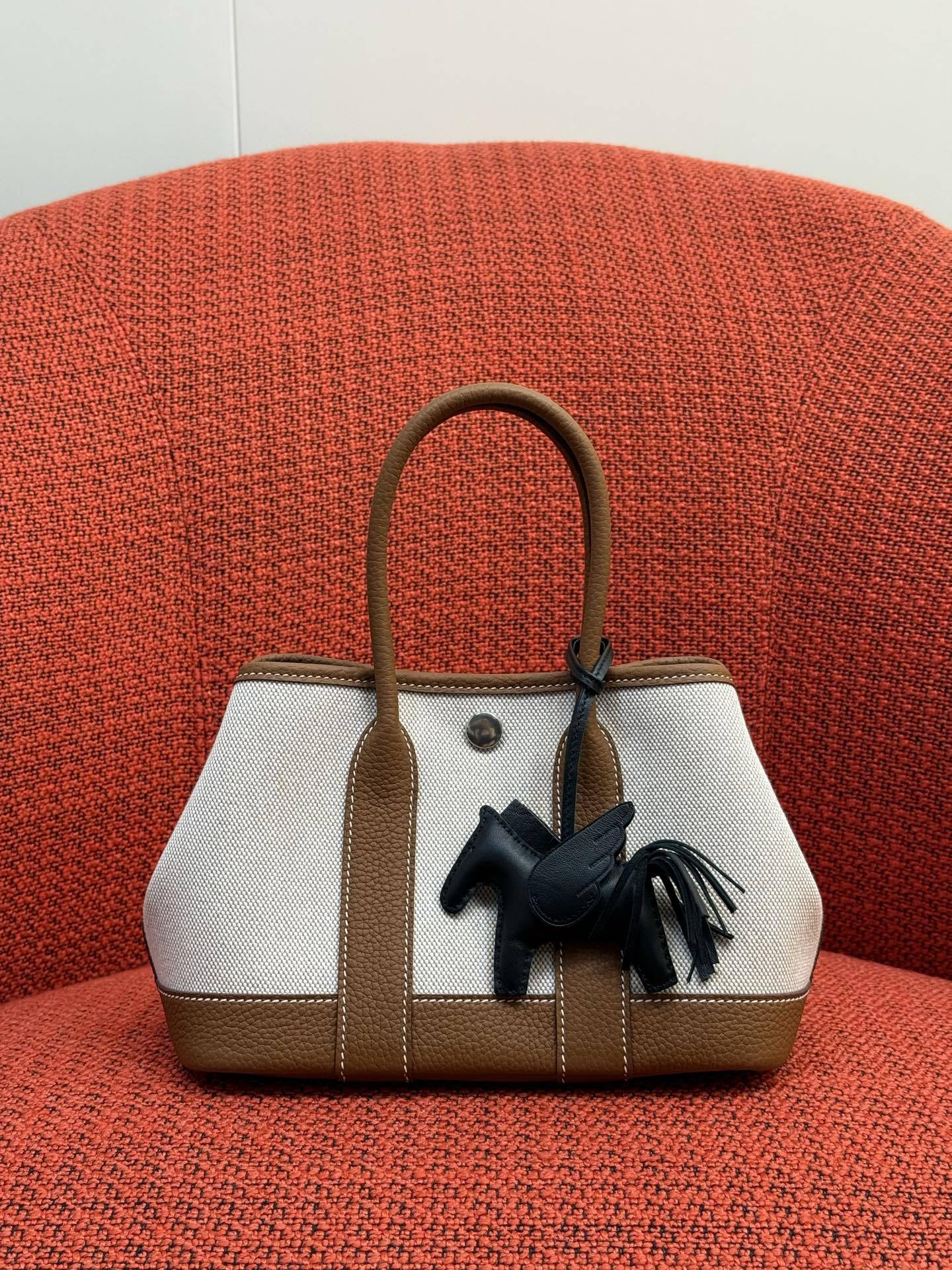 Mini Canvas Leather Garden Tote Handbag