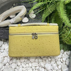 Genuine Leather Ostrich Pattern Box Handbag