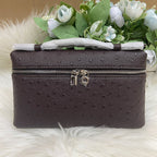 Genuine Leather Ostrich Pattern Box Handbag