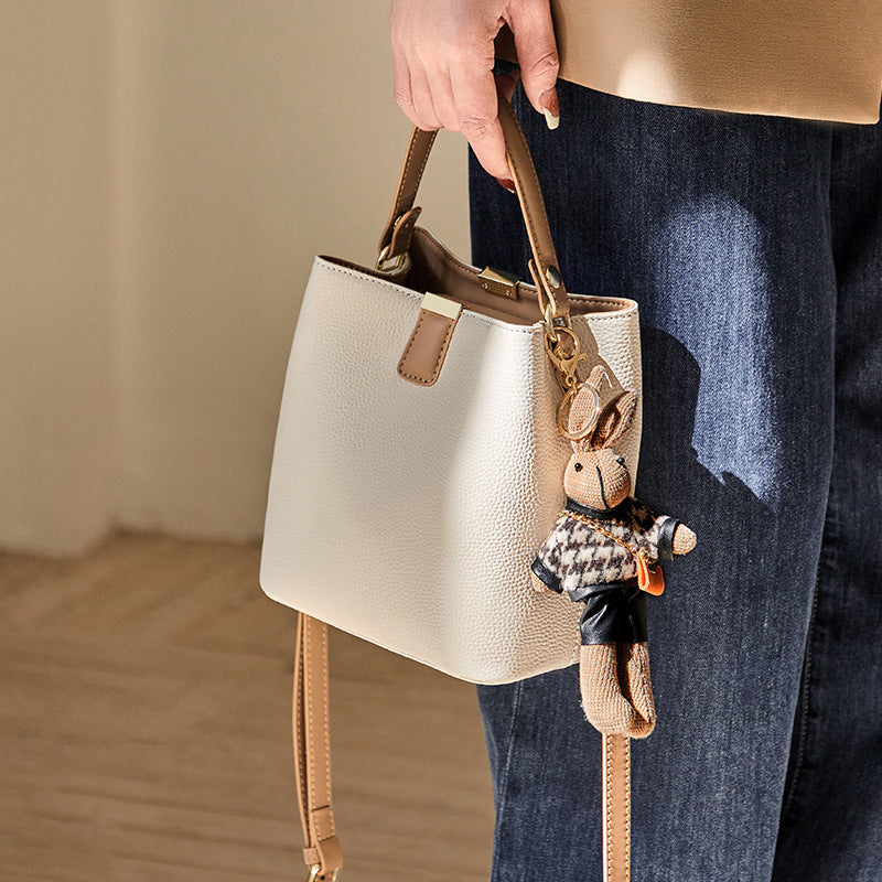 Premium Leather Bucket Crossbody Handbag