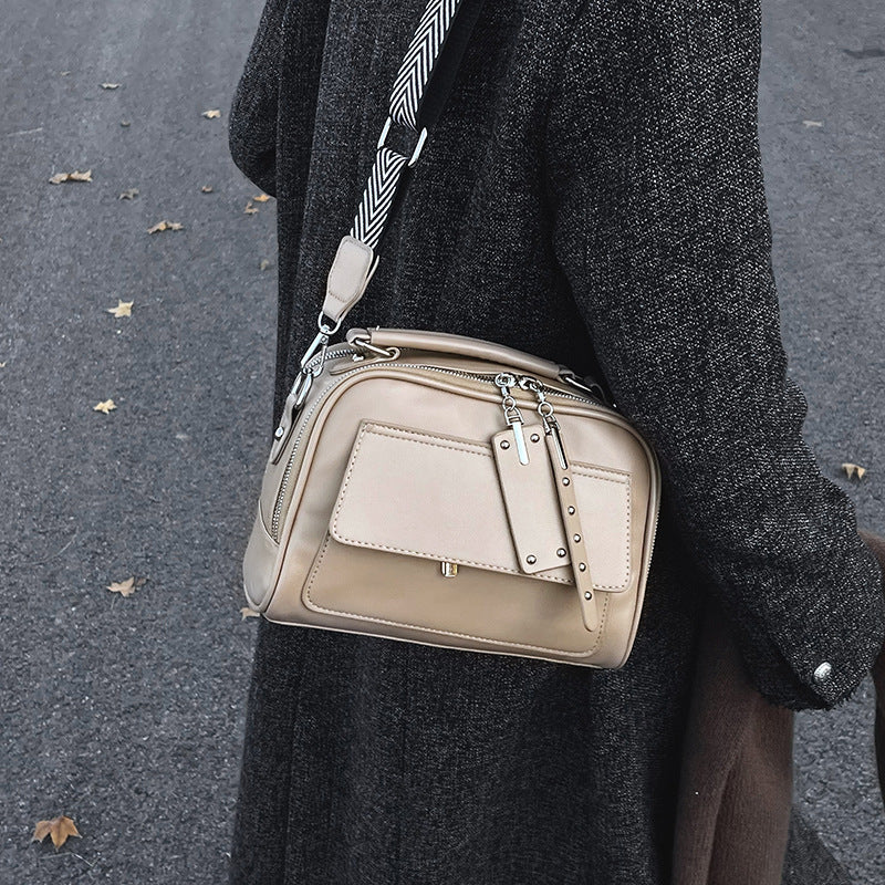 Women's Faux Leather Wide Strap Handbag