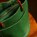 Stylish Green Faux Leather Bucket Shoulder Bag
