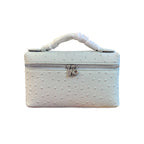 Genuine Leather Ostrich Pattern Box Handbag