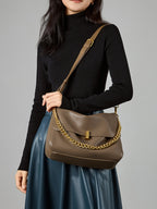 Premium Leather Large Crossbody Tote Bag