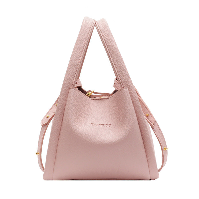 Soft Faux Leather Bucket Tote Bag