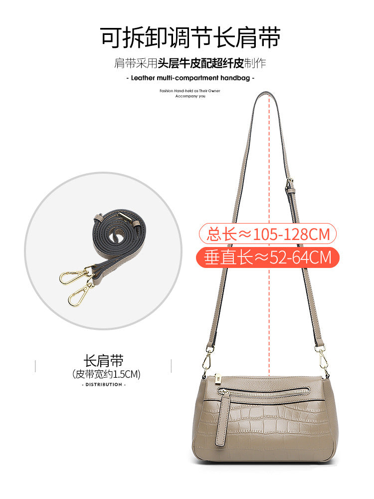 Genuine Leather Croc Embossed Multi-Compartment Bag