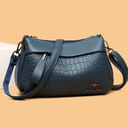 Soft Faux Leather Crocodile Embossed Shoulder Bag