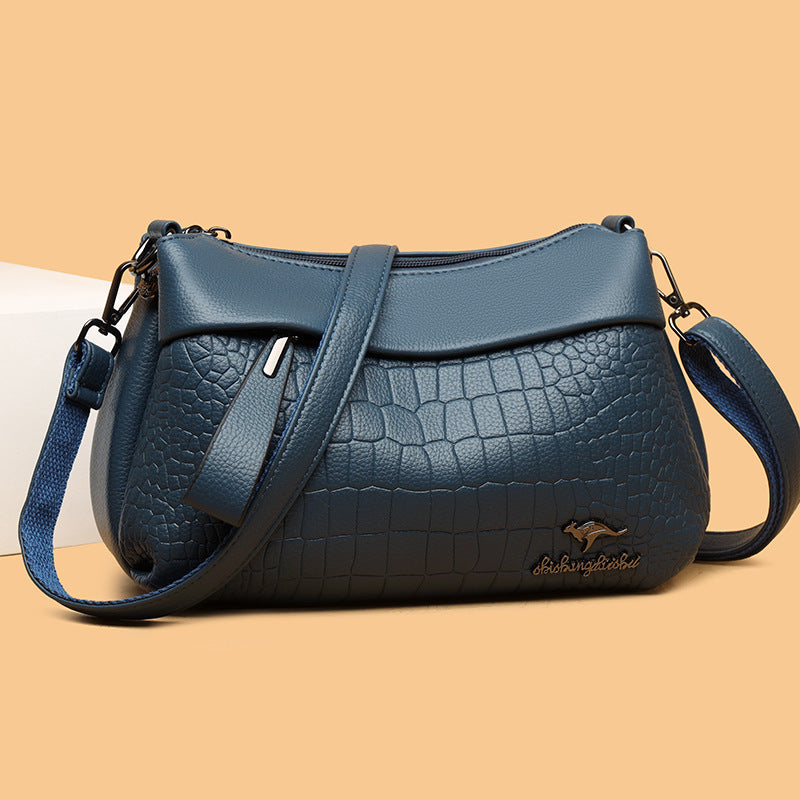 Soft Faux Leather Crocodile Embossed Shoulder Bag