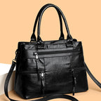 Soft Synthetic Leather Multi-Pocket Tote Bag