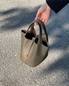 Women's Pebbled Leather Bucket Handbag