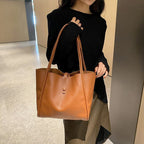 Elegant Faux Leather Large Capacity Tote Bag