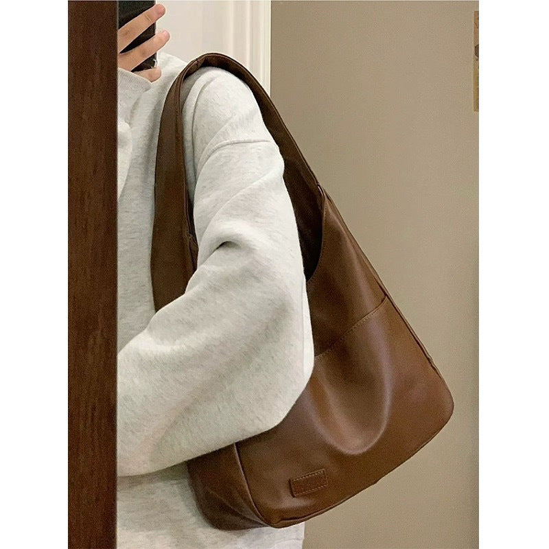 Soft Vegan Leather Large Shoulder Bag