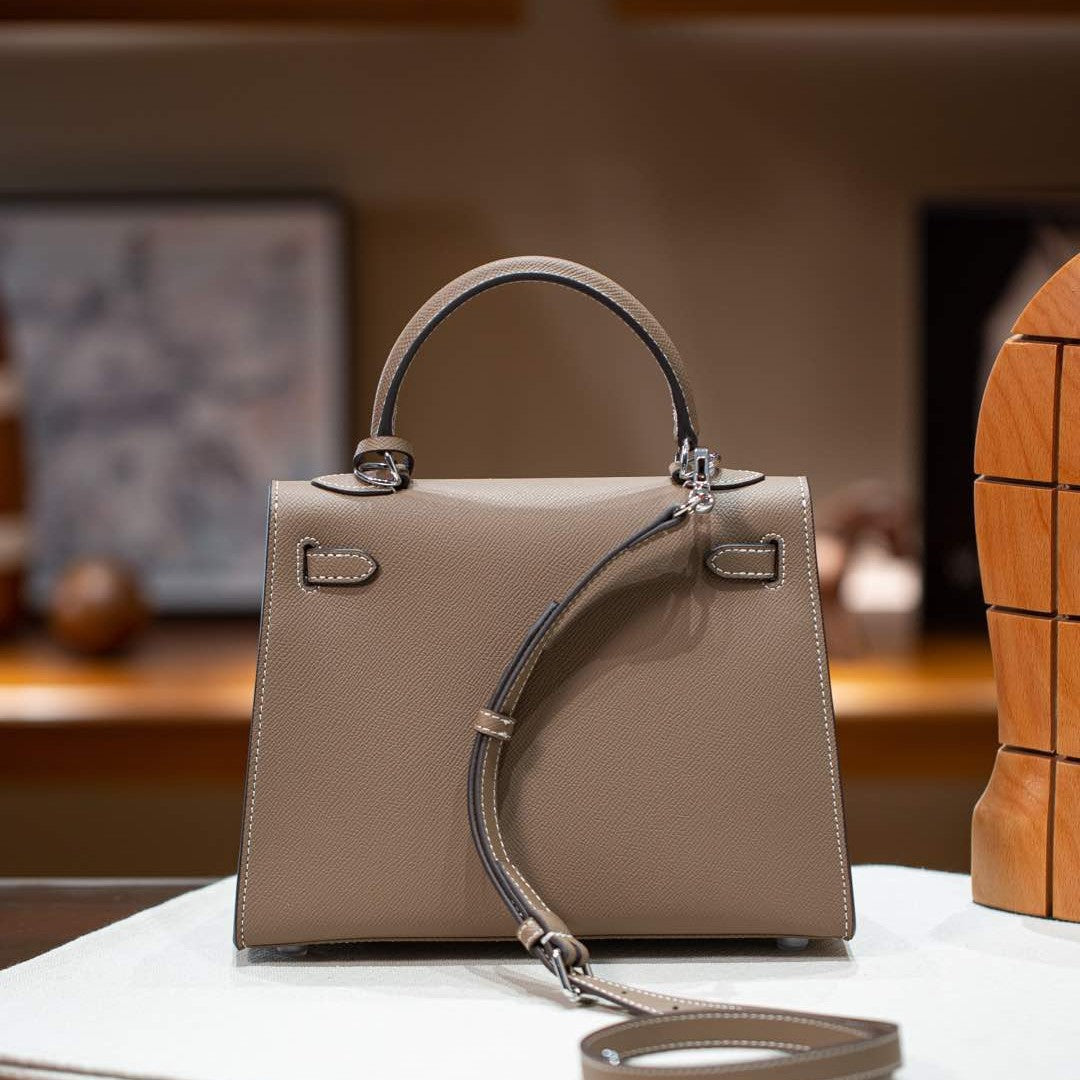 Premium Leather Kelly Style Shoulder Crossbody Handbag