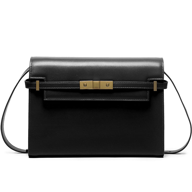 Black Genuine Leather Shoulder Bag Manhattan Style