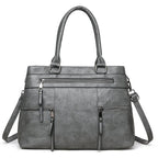 Soft Synthetic Leather Multi-Pocket Tote Bag