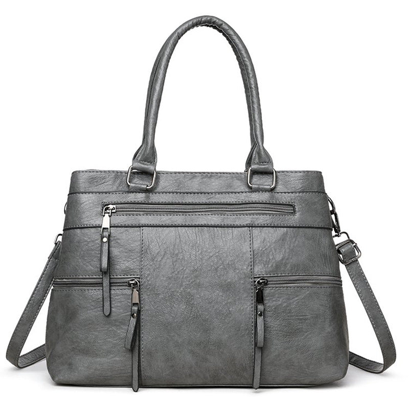 Soft Synthetic Leather Multi-Pocket Tote Bag
