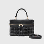 Canvas Leather Mini Box Crossbody Handbag