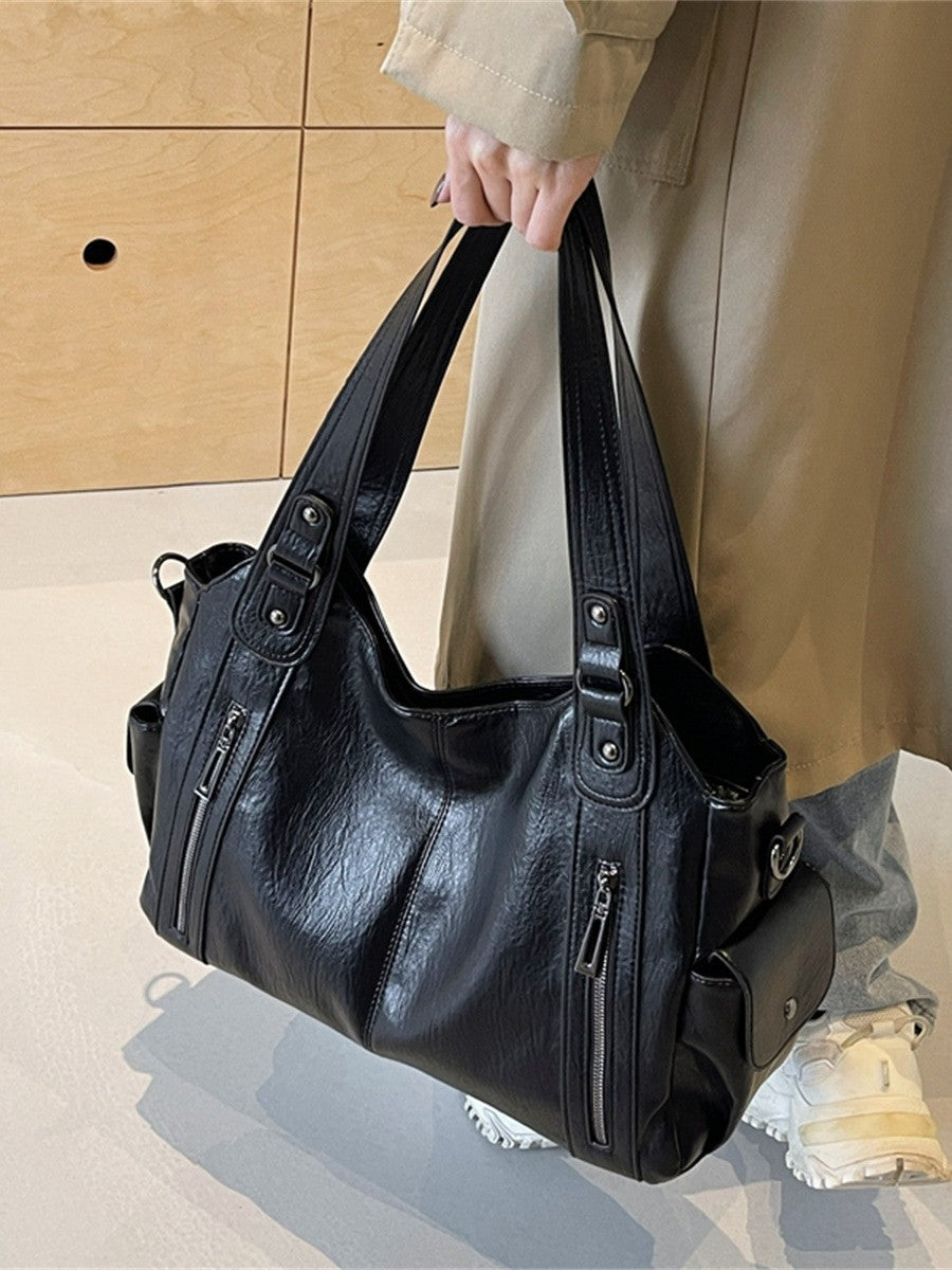Women's Faux Leather Commuter Tote Shoulder Bag