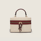 Canvas Leather Mini Box Crossbody Handbag