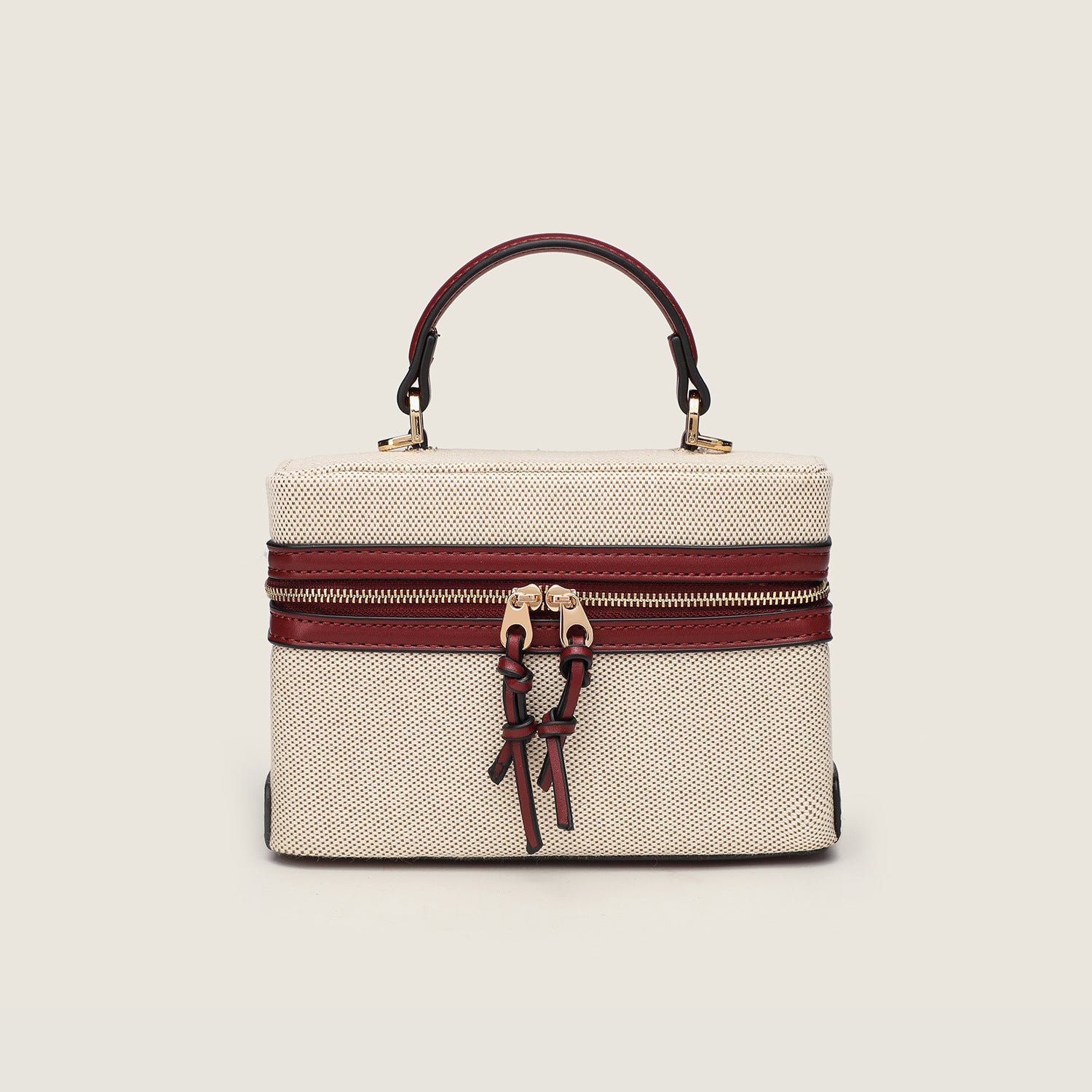 Canvas Leather Mini Box Crossbody Handbag