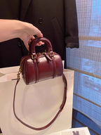 Glossy Soft Leather Mini Barrel Handbag