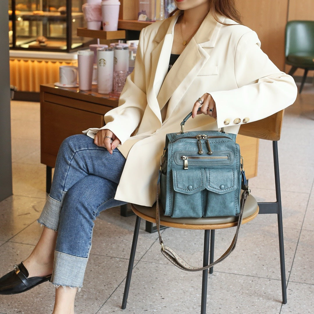Lambskin Multi-functional Casual Backpack Handbag