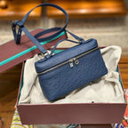 Genuine Leather Ostrich Pattern Box Handbag