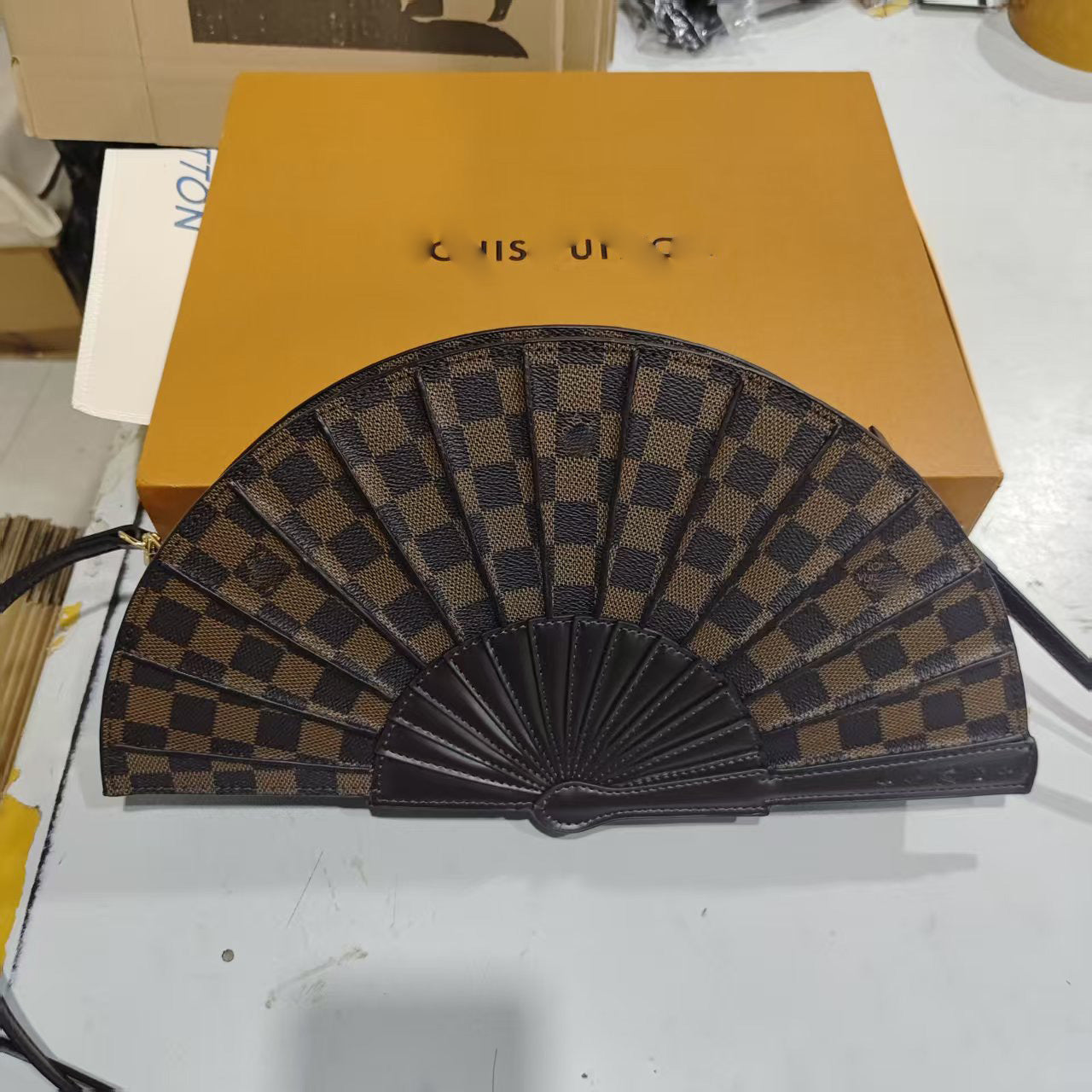 Genuine Leather Fan Design Shoulder Bag