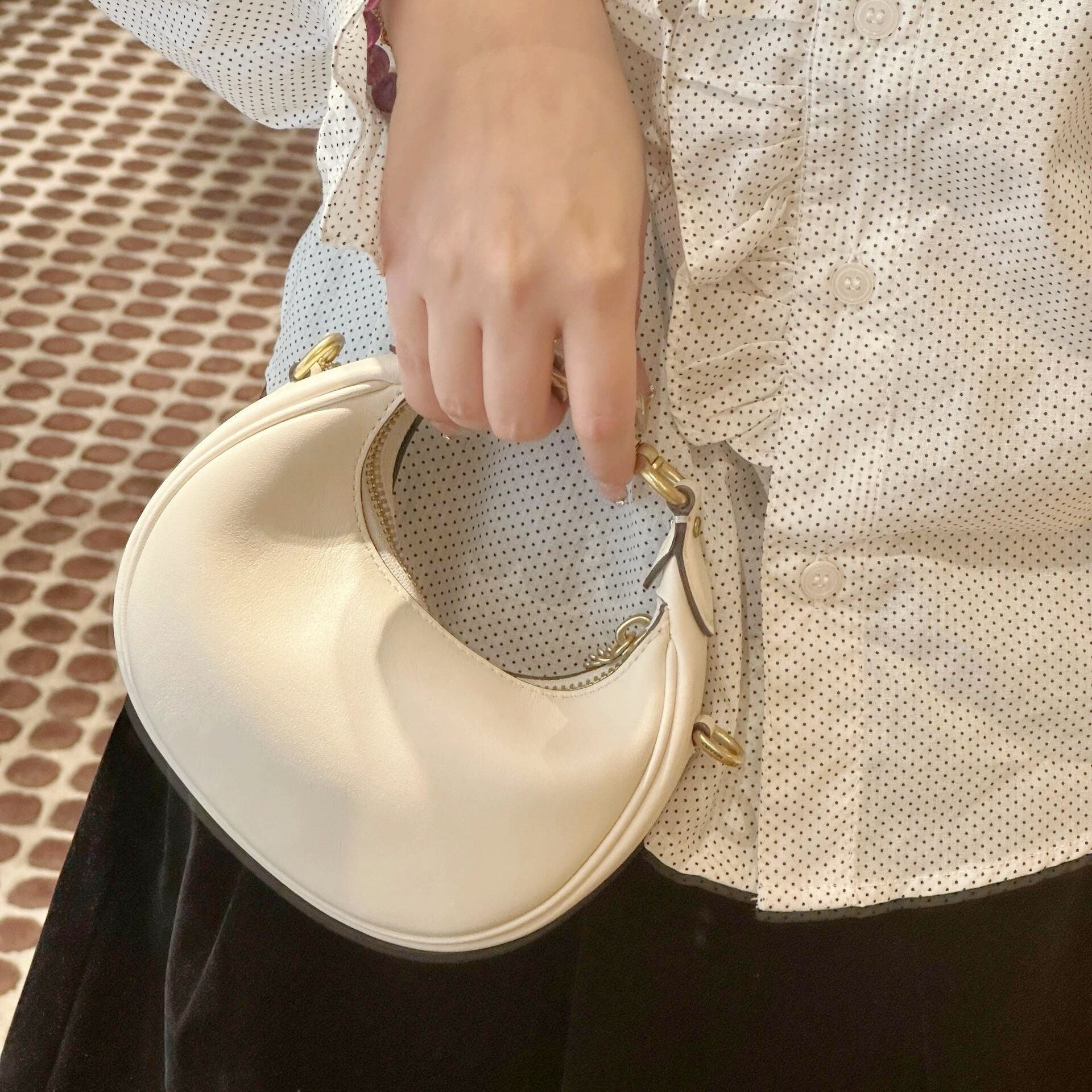 Genuine Leather Retro Crescent Shoulder Bag