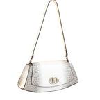 Genuine Leather Croc Embossed Shoulder Handbag