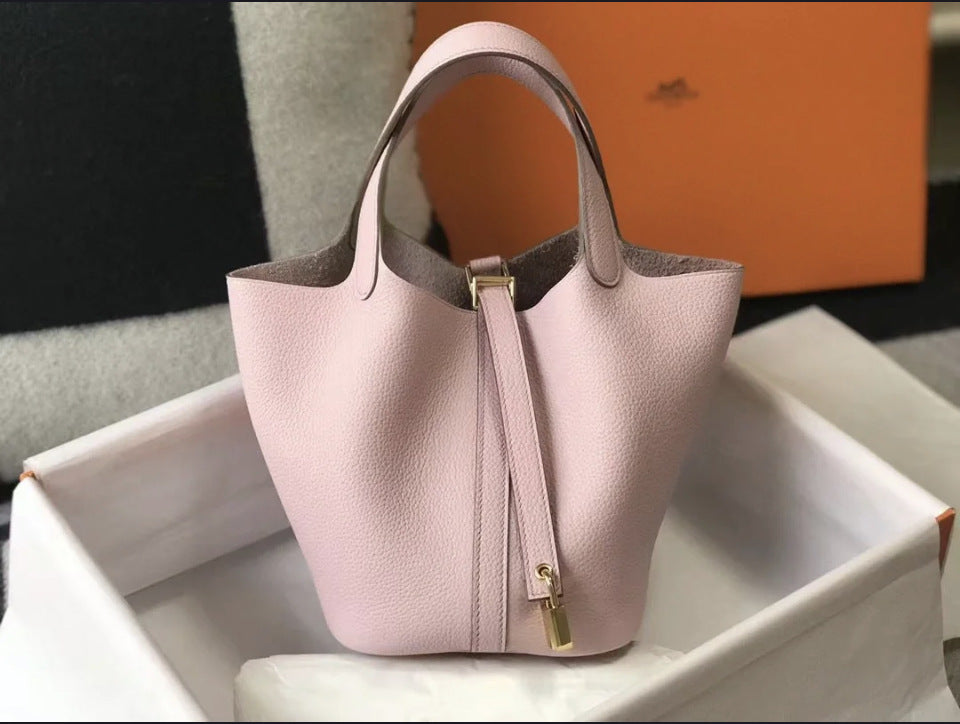 Premium Togo Leather Bucket Handbag