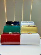 Elegant White Glossy Clutch Shoulder Bag