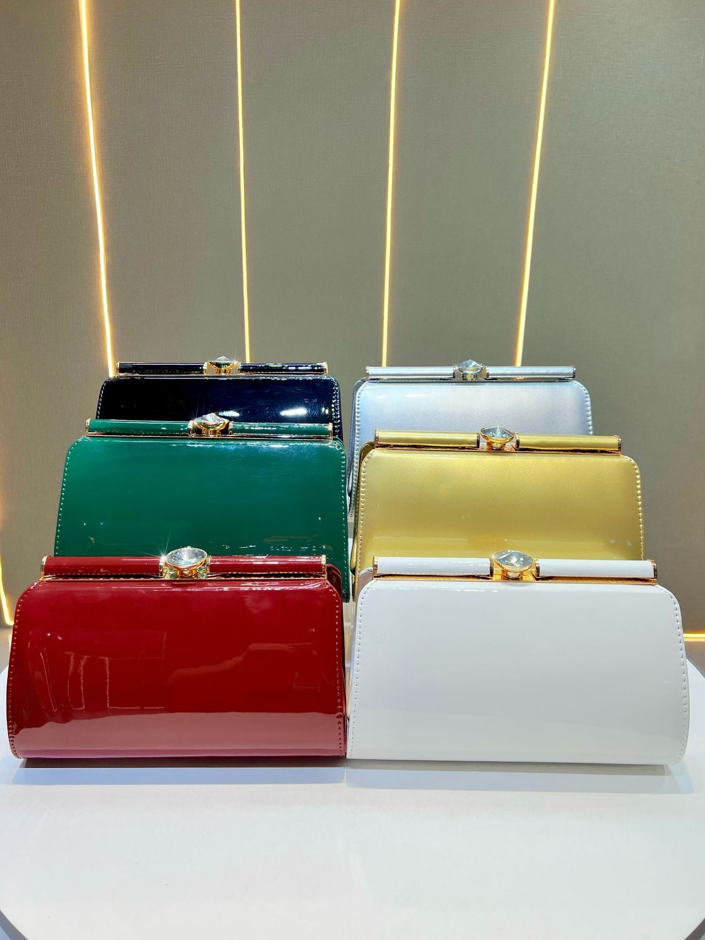 Elegant White Glossy Clutch Shoulder Bag